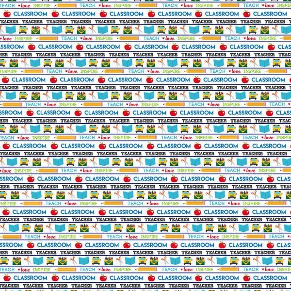 Occupation Collection Teacher Images 12 x 12 Double-Sided Scrapbook Paper by Scrapbook Customs - Scrapbook Supply Companies