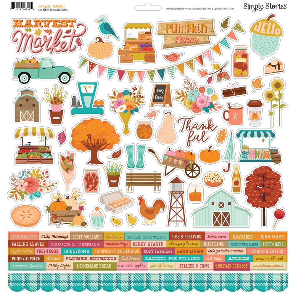 Harvest Market Collection 12 x 12 Scrapbook Sticker Sheet by Simple Stories - Scrapbook Supply Companies