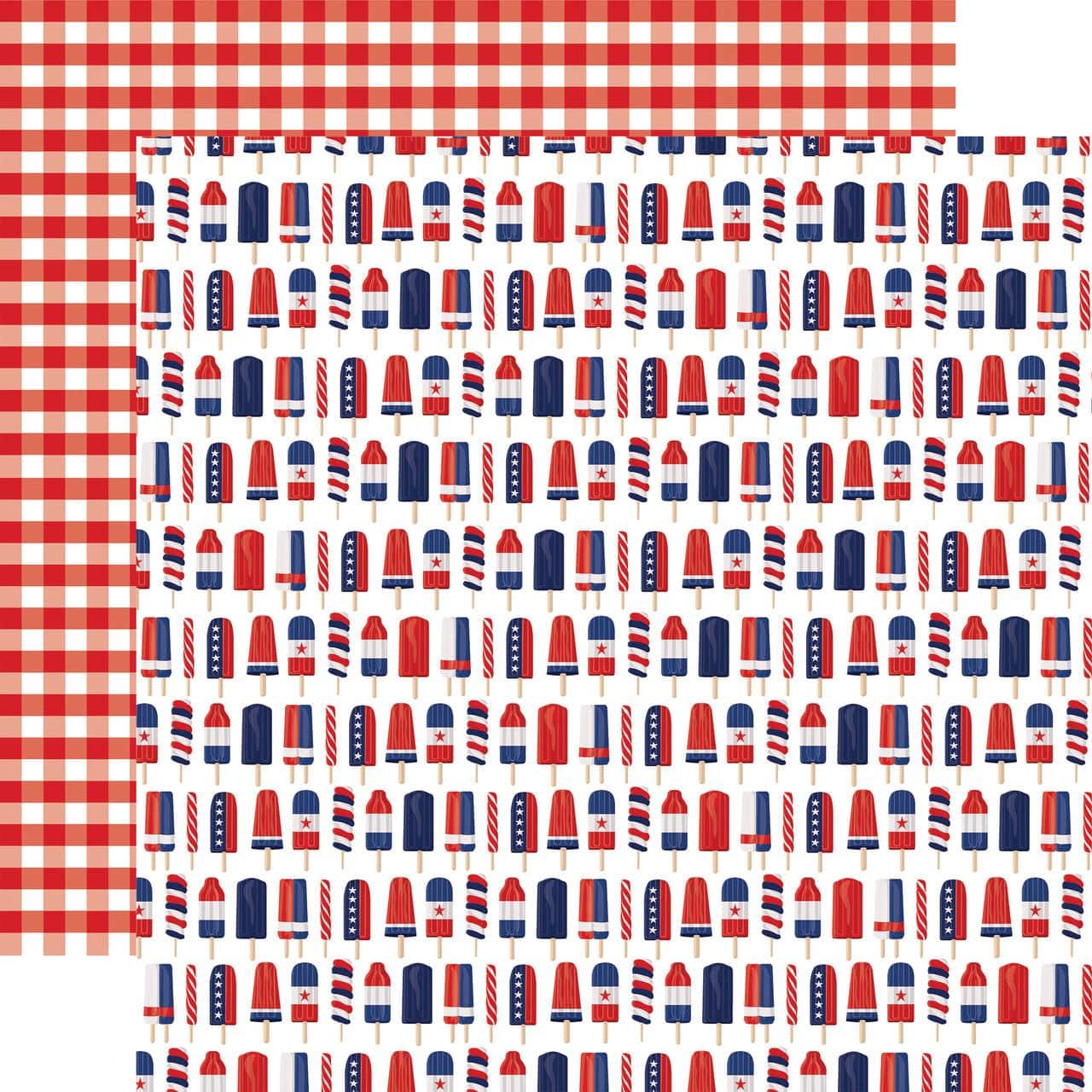 Fourth of July Collection Festive Popsicle 12 x 12 Double-Sided Scrapbook Paper by Carta Bella