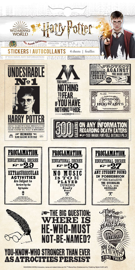 Wizarding World Collection Harry Potter 5 x 7  Sticker Sheets by Paper House Productions - 4 Sheets