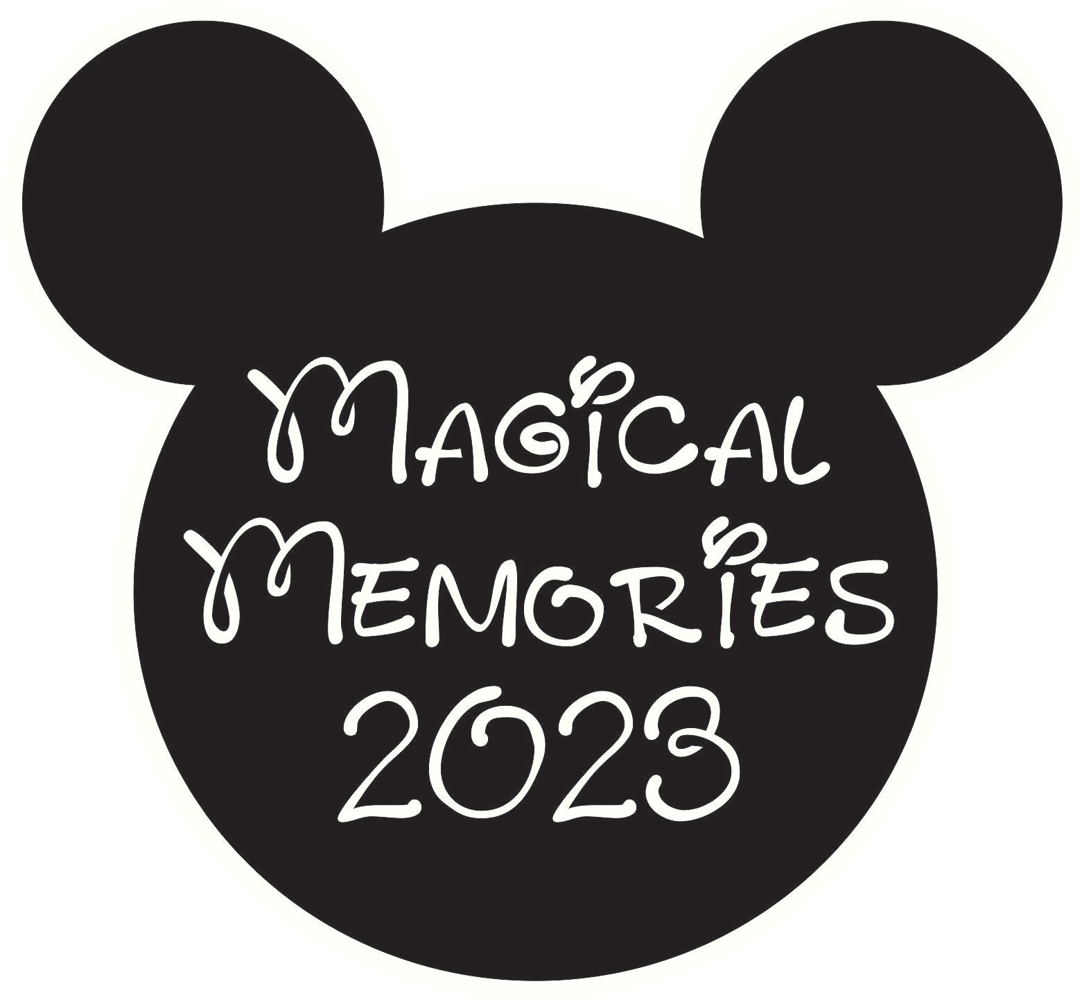 Disneyana Collection Magical Memories 2023 Ears 4 x 4 Laser Cut Scrapbook Embellishment by SSC Laser Designs