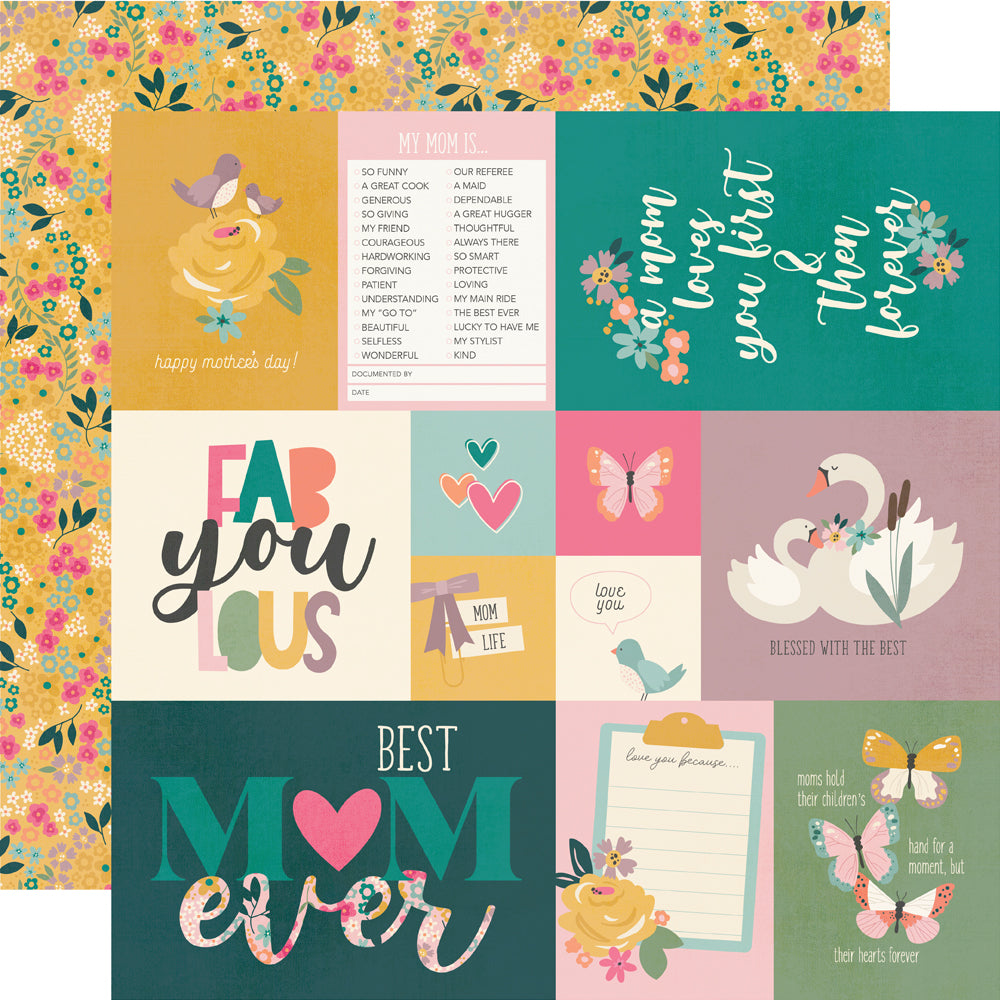 Mother's Day Collection  Elements 12 x 12 Double-Sided Scrapbook Paper by Simple Stories