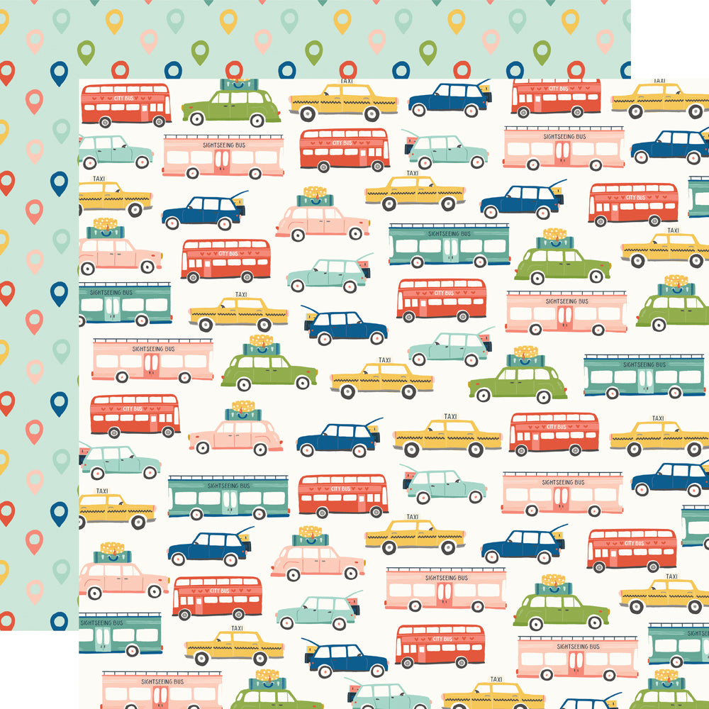 Pack Your Bags Collection Where To Next 12 x 12 Double-Sided Scrapbook Paper by Simple Stories