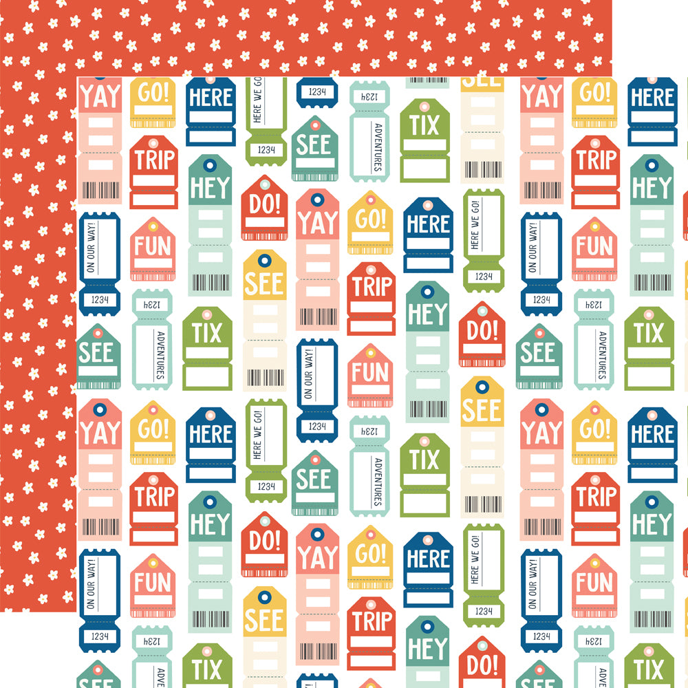 Pack Your Bags Collection Let's Go Everywhere 12 x 12 Double-Sided Scrapbook Paper by Simple Stories