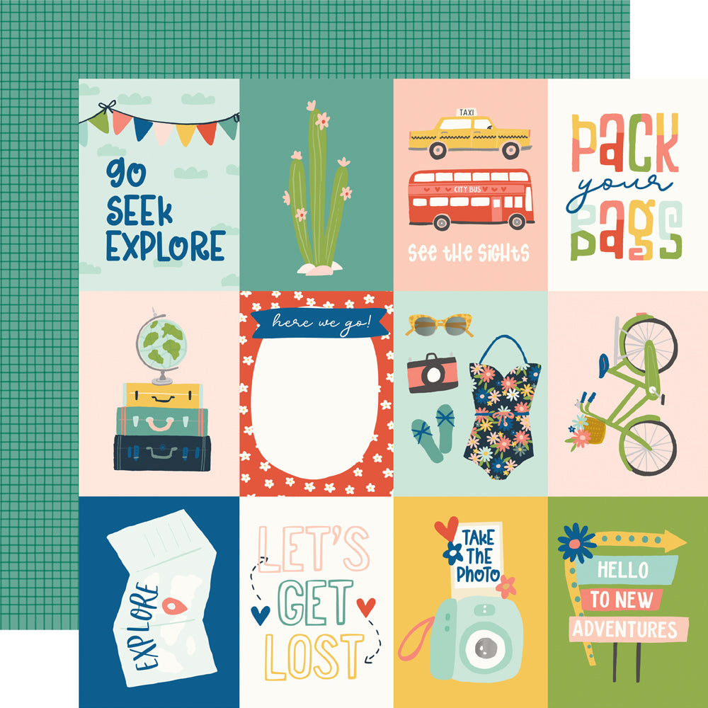 Pack Your Bags Collection 3x4 Elements 12 x 12 Double-Sided Scrapbook Paper by Simple Stories