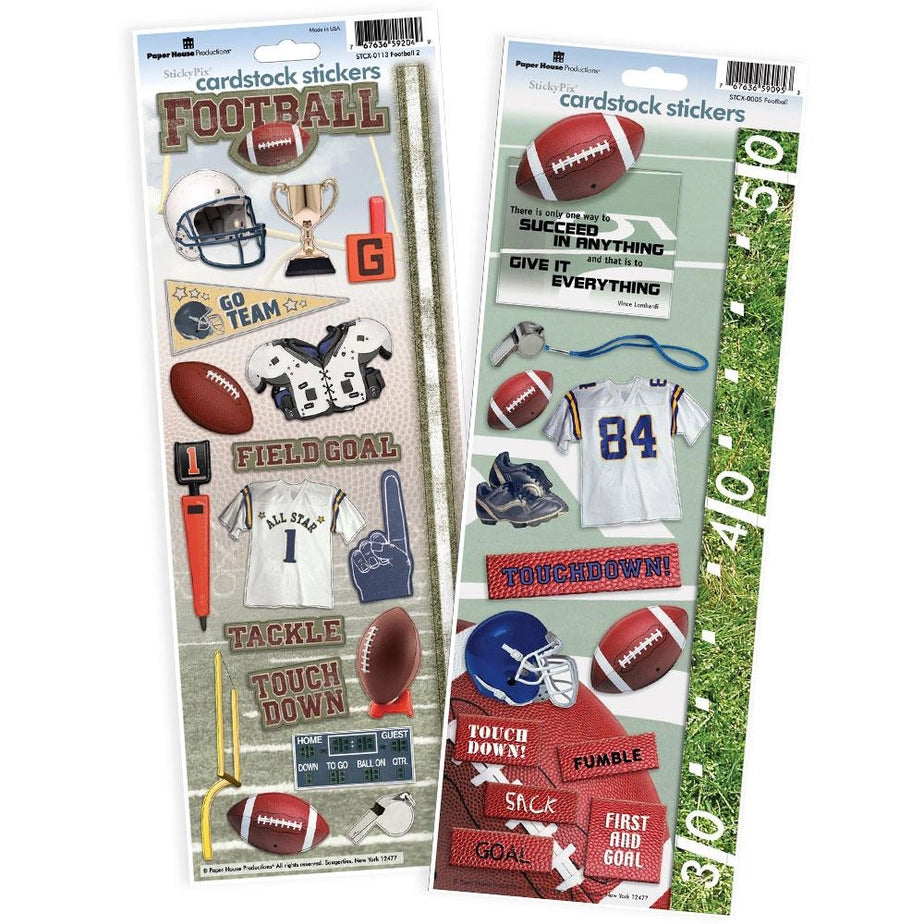 Sports Collection Football (2) 5x12 Cardstock Sticker Value Pack by Paper House Productions