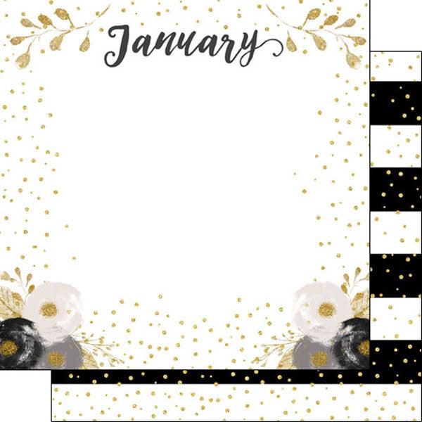 Calendar Memories Collection January 12 x 12 Double-Sided Scrapbook Paper by Scrapbook Customs