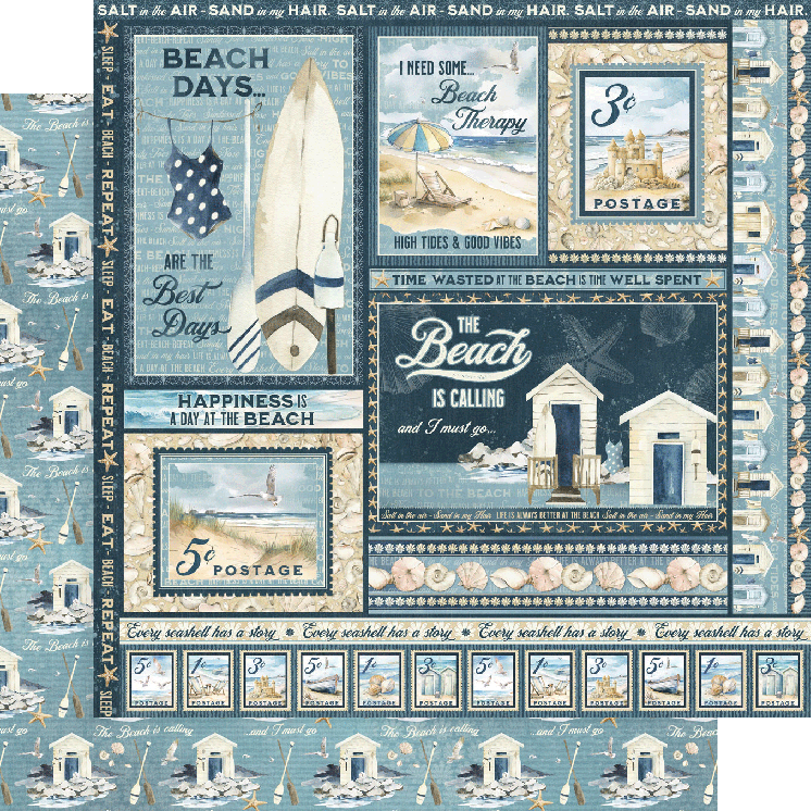 The Beach is Calling Collection Enjoy The Waves 12 x 12 Double-Sided Scrapbook Paper by Graphic 45