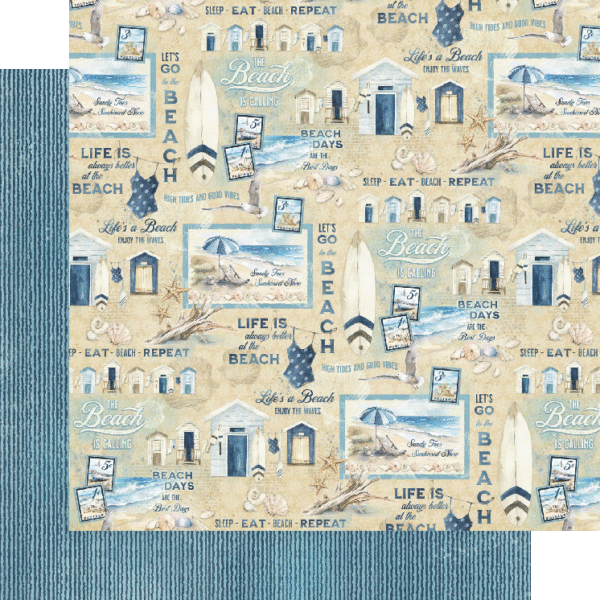 The Beach is Calling Collection Sandy Toes & Sunkissed Nose 12 x 12 Double-Sided Scrapbook Paper by Graphic 45