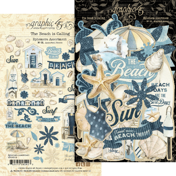 The Beach is Calling Collection 4x8 Scrapbook Ephemera by Graphic 45