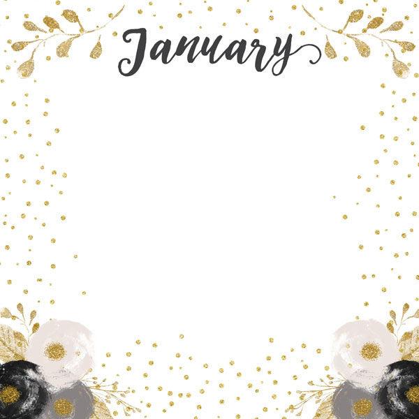 Calendar Memories Collection January 12 x 12 Double-Sided Scrapbook Paper by Scrapbook Customs - Scrapbook Supply Companies