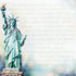 Watercolor New York Collection Lady Liberty & Tags 12 x 12 Double-Sided Scrapbook Paper by Paper House Productions