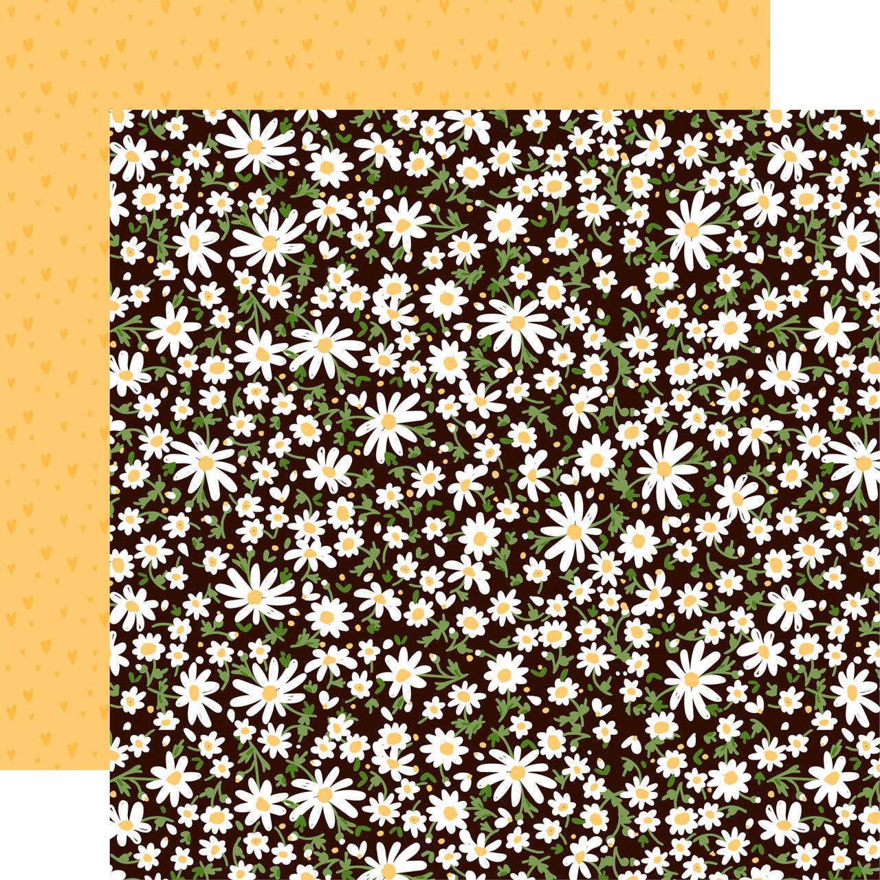 Bee Happy Collection Lazy Daisy 12 x 12 Double-Sided Scrapbook Paper by Echo Park Paper - Scrapbook Supply Companies