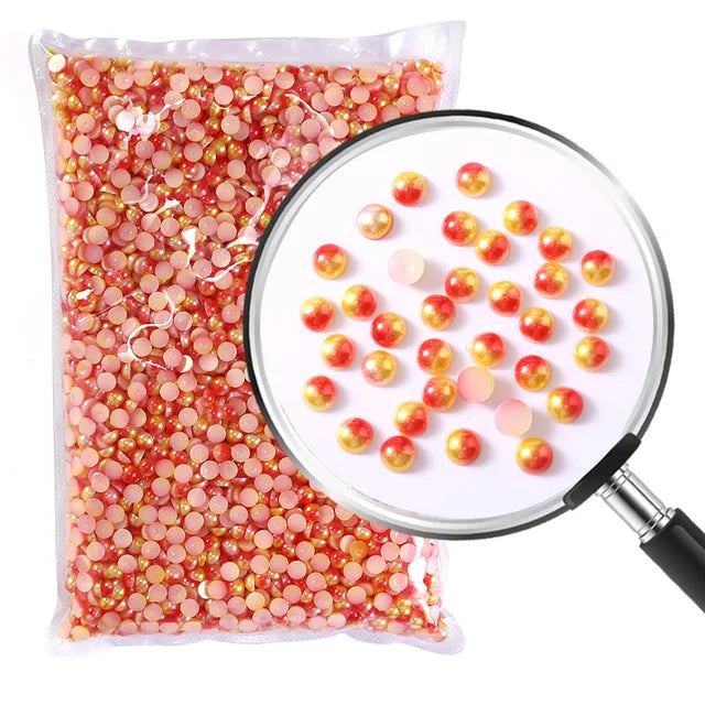 Orange & Yellow 8mm Bi-Color Flatback Pearls by SSC Designs - 100/Package