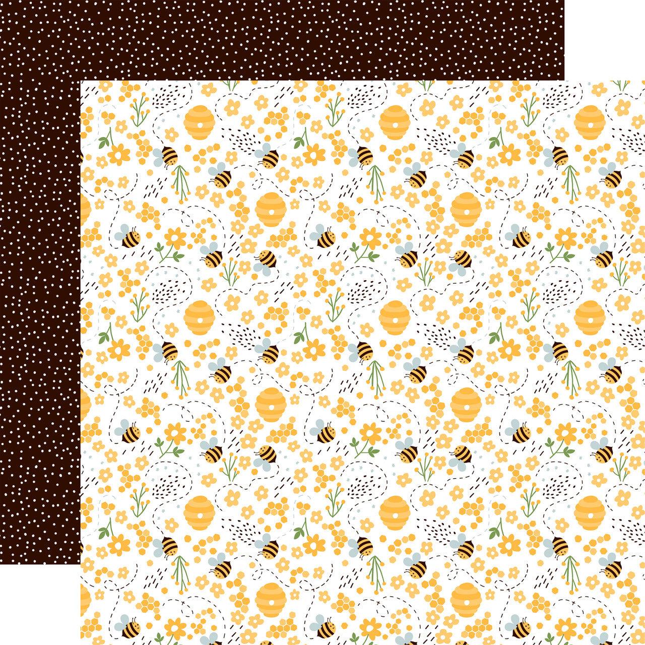 Bee Happy Collection Happy As Can Bee 12 x 12 Double-Sided Scrapbook Paper by Echo Park Paper - Scrapbook Supply Companies
