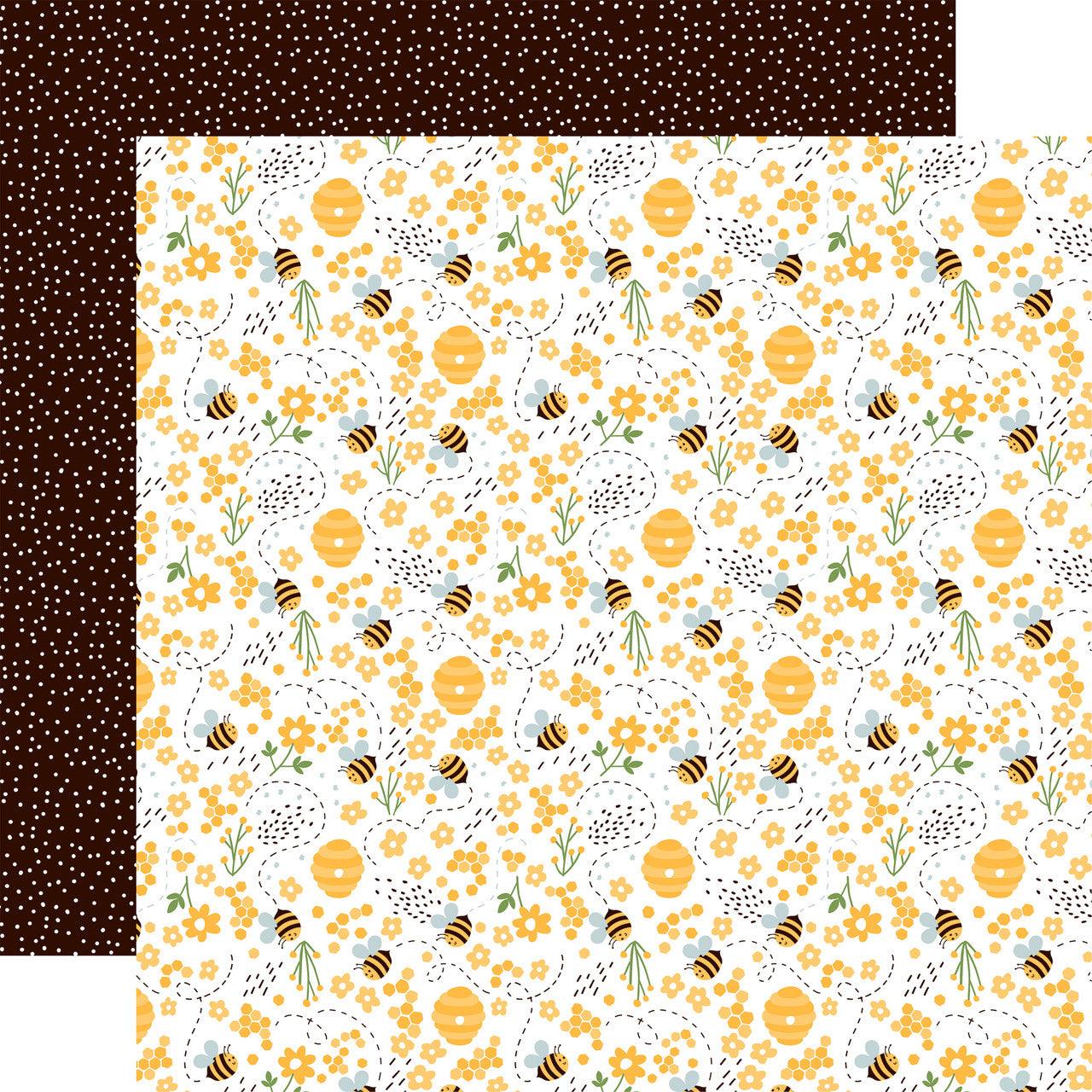 Bee Happy Collection Happy As Can Bee 12 x 12 Double-Sided Scrapbook Paper by Echo Park Paper
