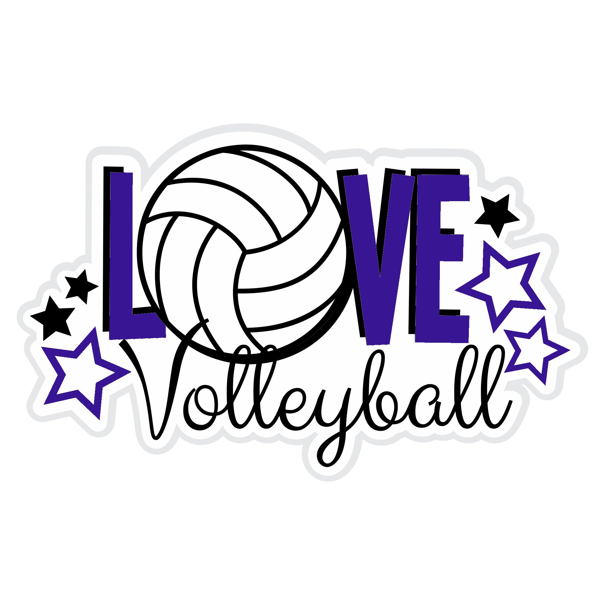 Love Volleyball Custom Color Title 4x6 Fully-Assembled Laser Cut Scrapbook Embellishment by SSC Laser Designs