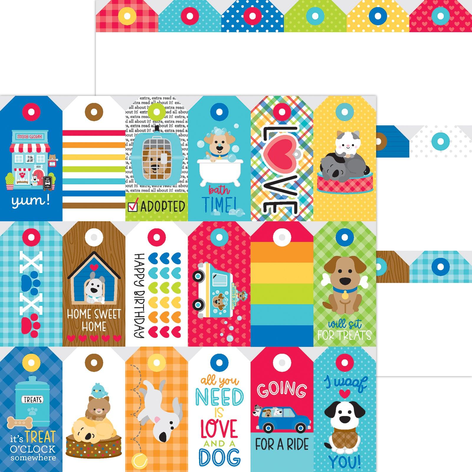 Doggone Cute Collection Dog Tags 12 x 12 Double-Sided Scrapbook Paper by Doodlebug Design - Scrapbook Supply Companies