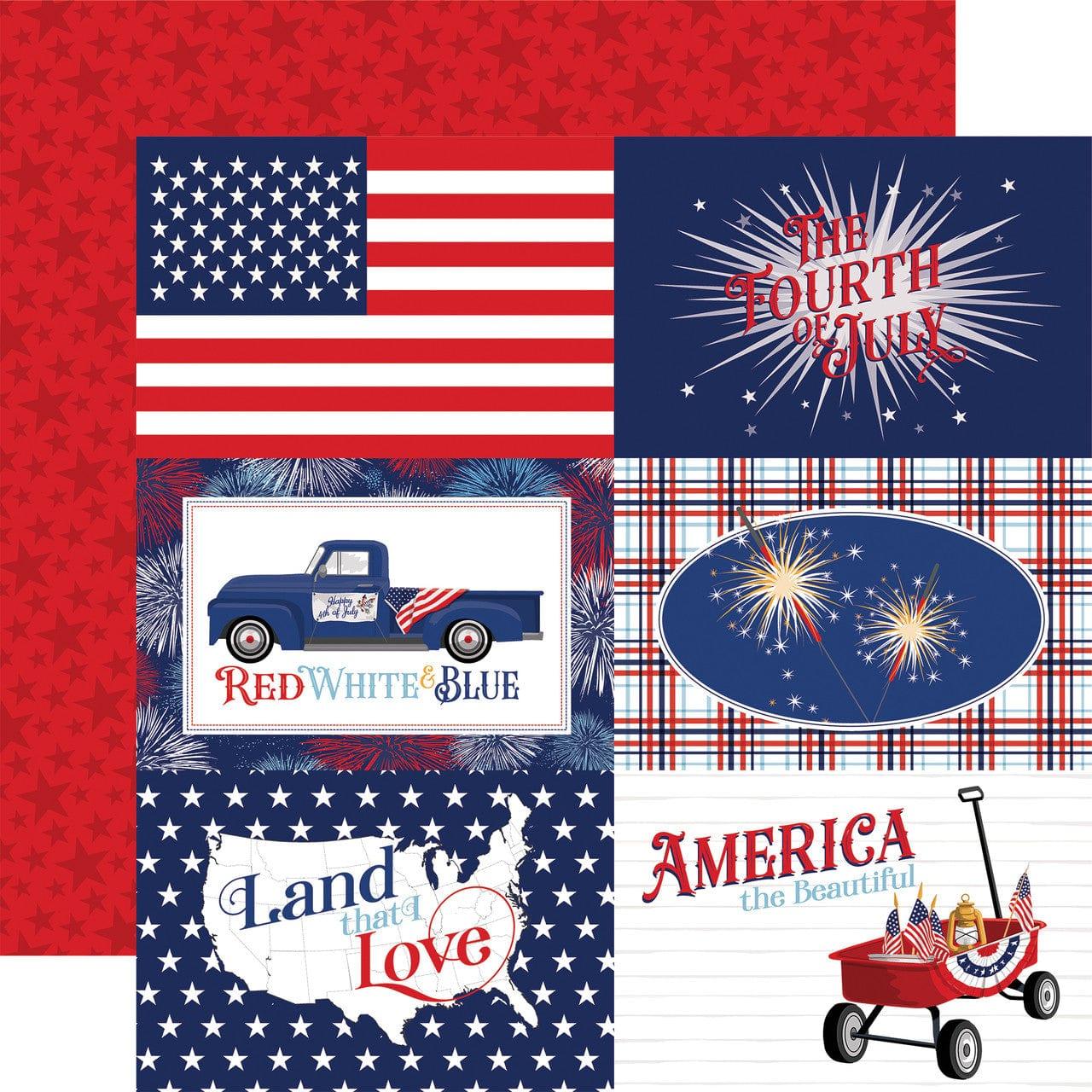 Fourth of July Collection 6x4 Journaling Cards 12 x 12 Double-Sided Scrapbook Paper by Carta Bella