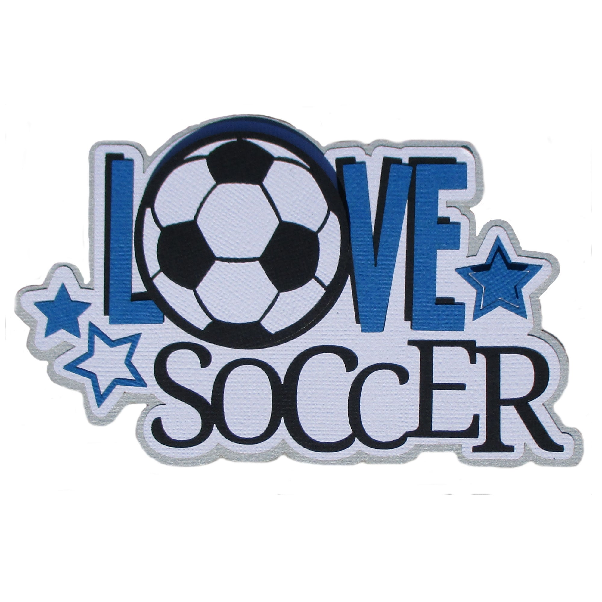 Love Soccer Custom Color Title 6.5 x 4.5 Fully-Assembled Laser Cut Scrapbook Embellishment by SSC Laser Designs