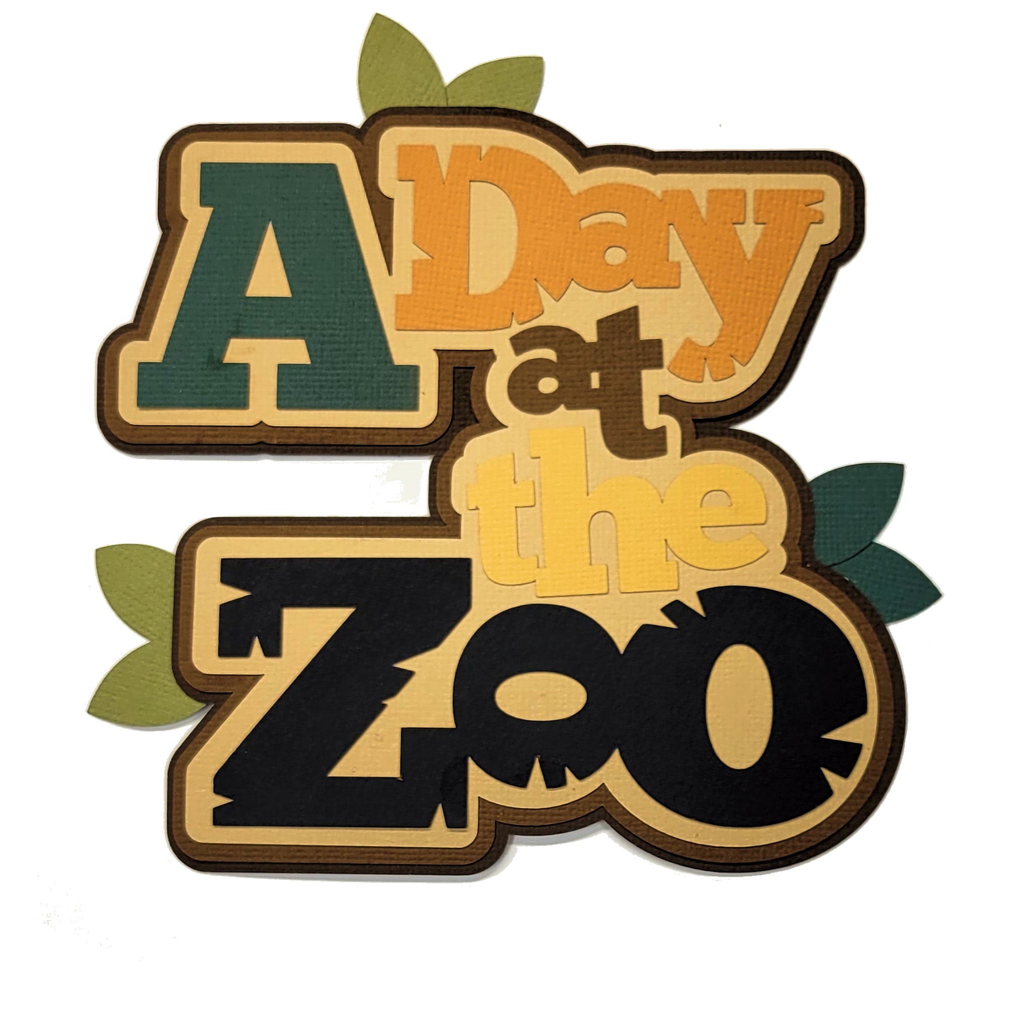 A Day At The Zoo Title 6.5 x 6.25  Fully-Assembled Laser Cut Scrapbook Embellishment by SSC Laser Designs