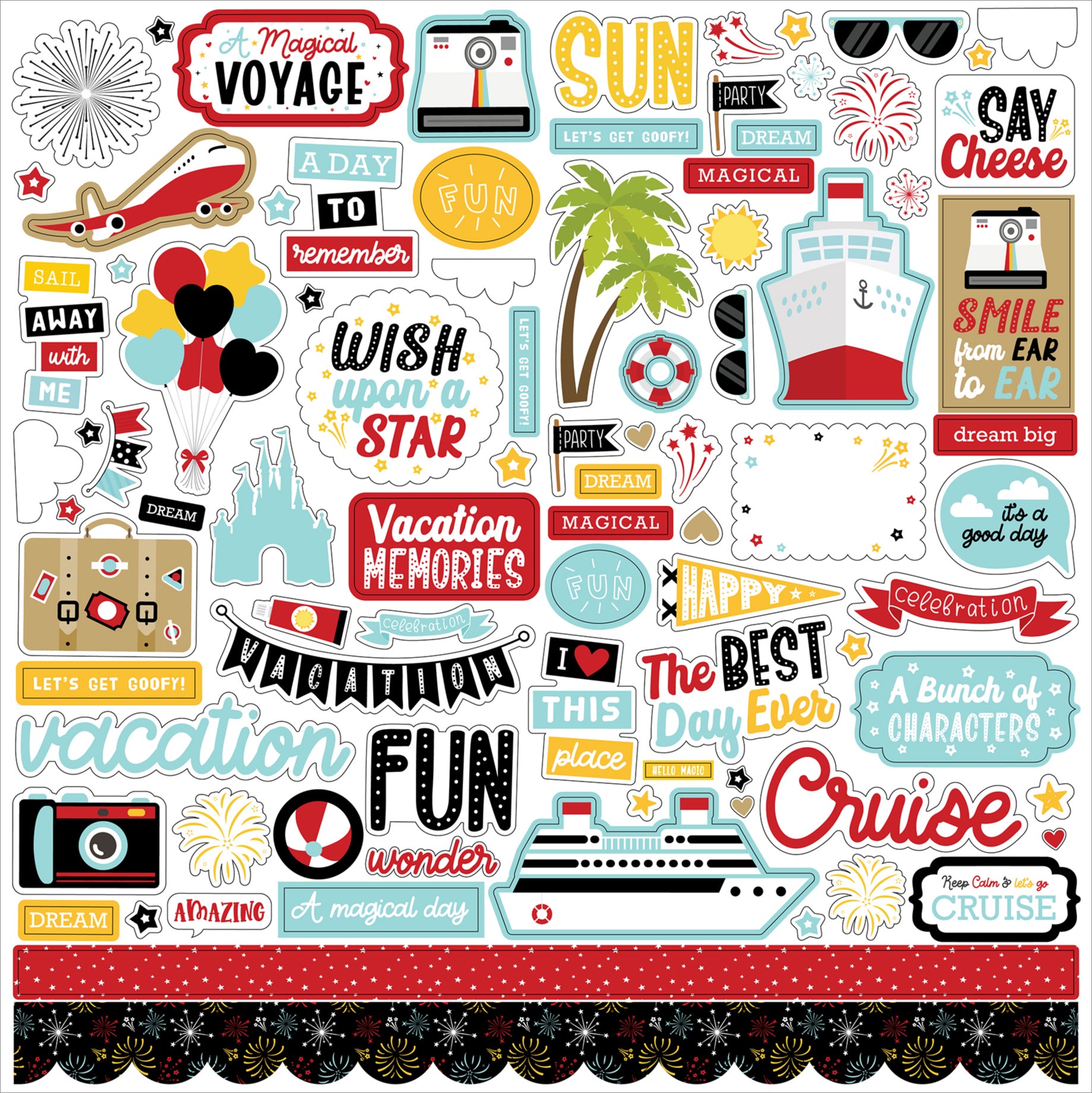 A Magical Voyage Collection 12 x 12 Scrapbook Sticker Sheet by Echo Park Paper