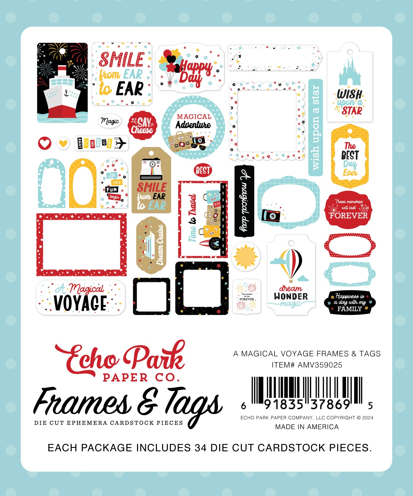 A Magical Voyage Collection Scrapbook Frames & Tags by Echo Park Paper