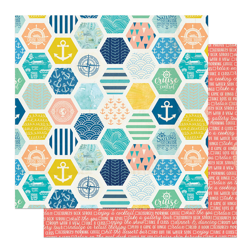 Anchors Aweigh Collection On Cruise Control 12x12 Double-Sided Scrapbook Paper by Photo Play Paper