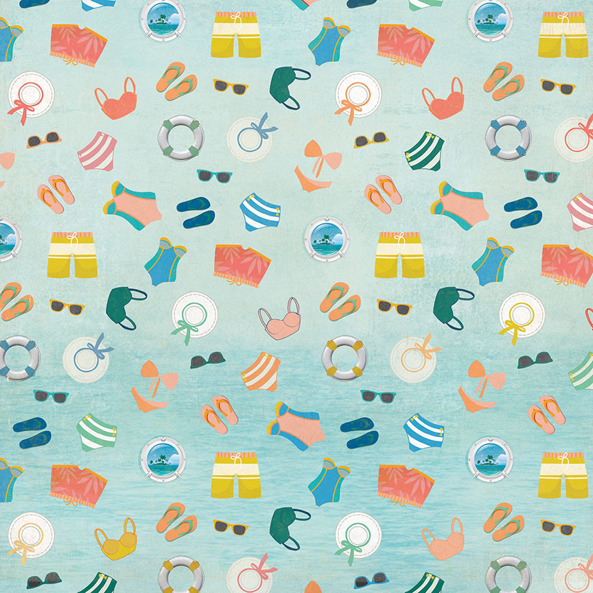 Anchors Aweigh Collection Sun Deck 12x12 Double-Sided Scrapbook Paper by Photo Play Paper