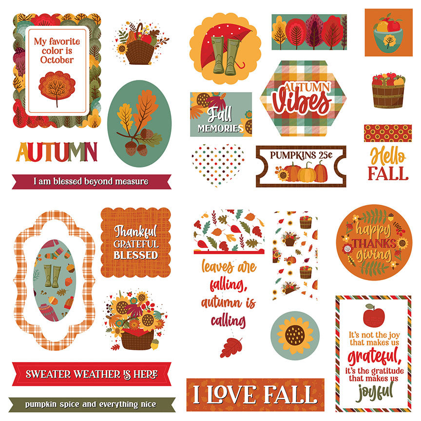 Autumn Vibes Collection 4x8 Scrapbook Ephemera by Photo Play