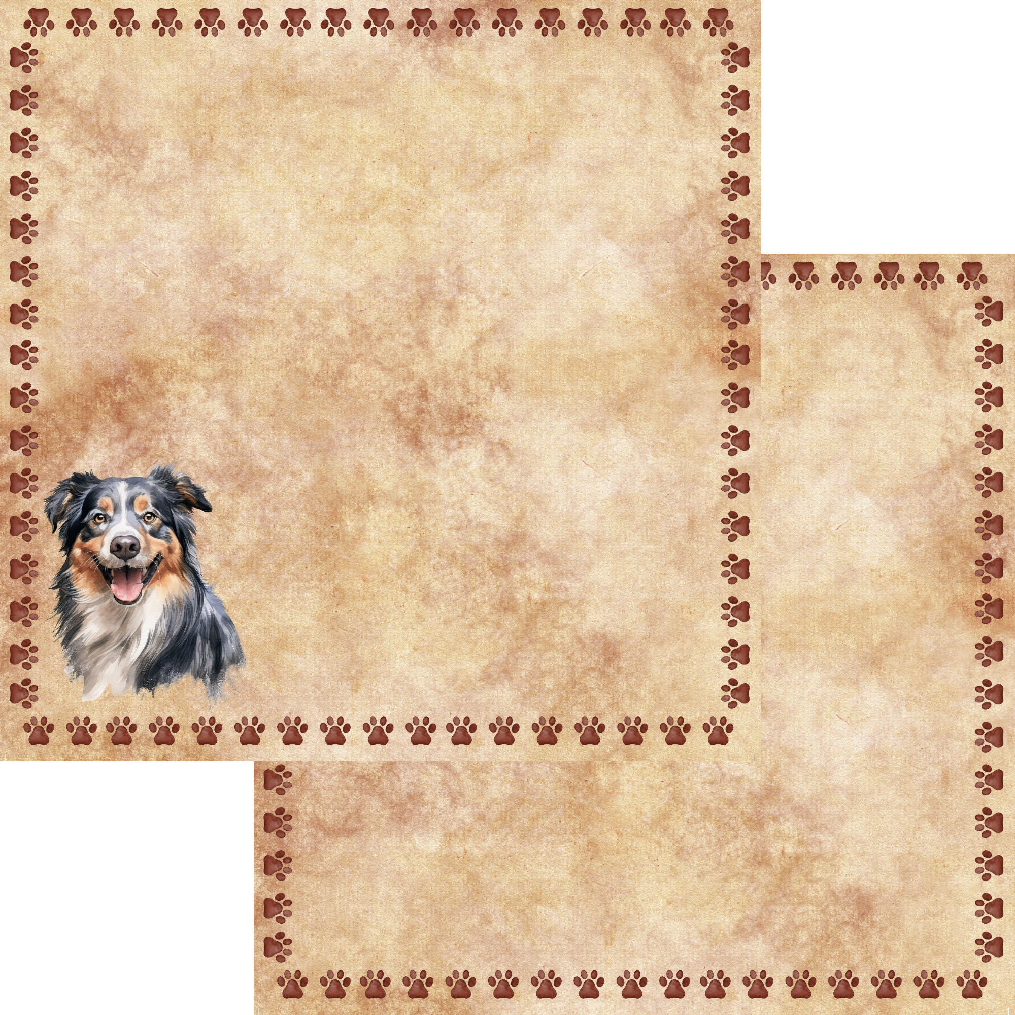 Dog Breeds Collection Australian Shepherd 12 x 12 Double-Sided Scrapbook Paper by SSC Designs