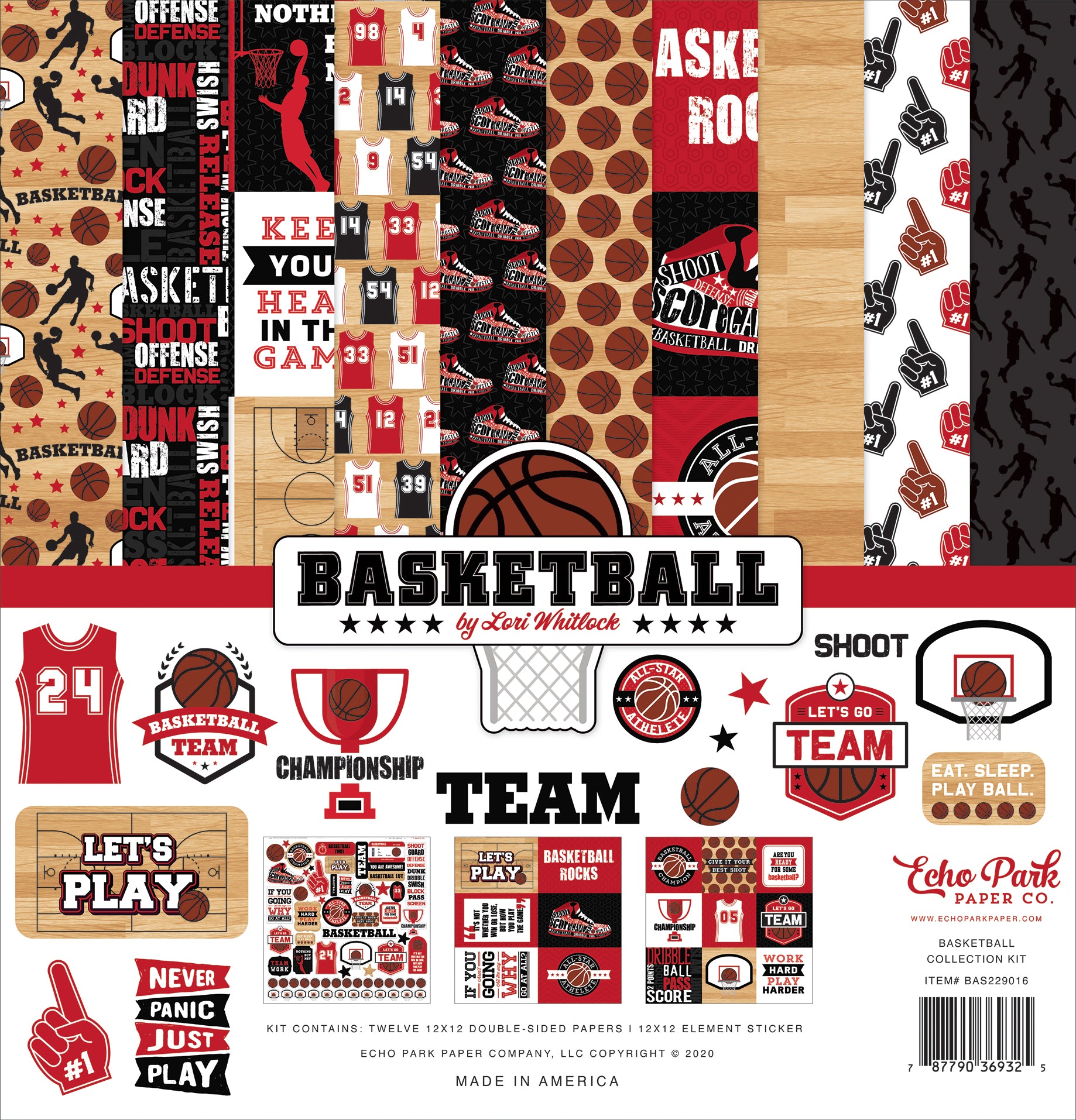 Basketball 12 x 12 Scrapbook Collection Kit by Echo Park Paper - 13 Pieces