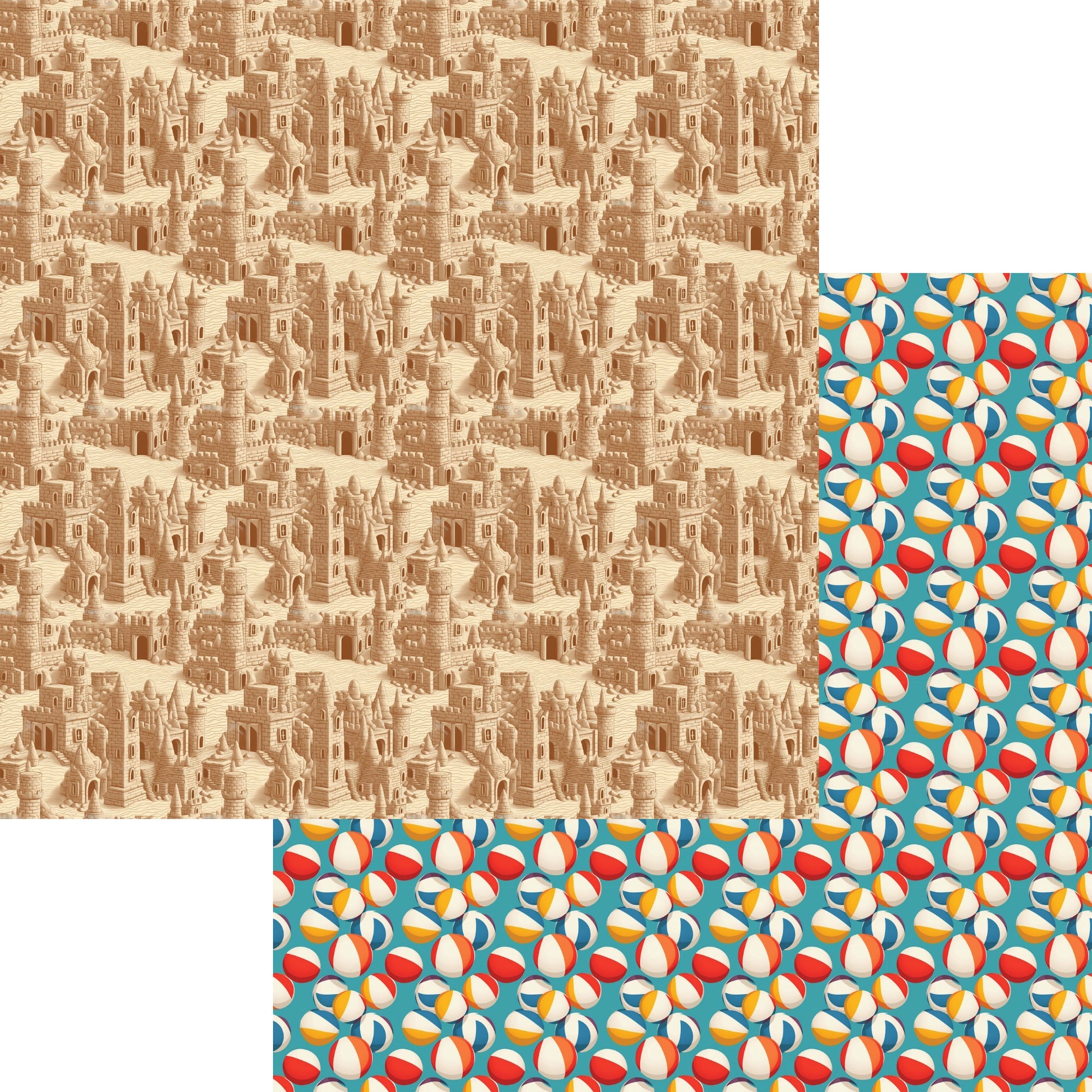 Beach Party Collection Sandcastles 12 x 12 Double-Sided Scrapbook Paper by SSC Designs