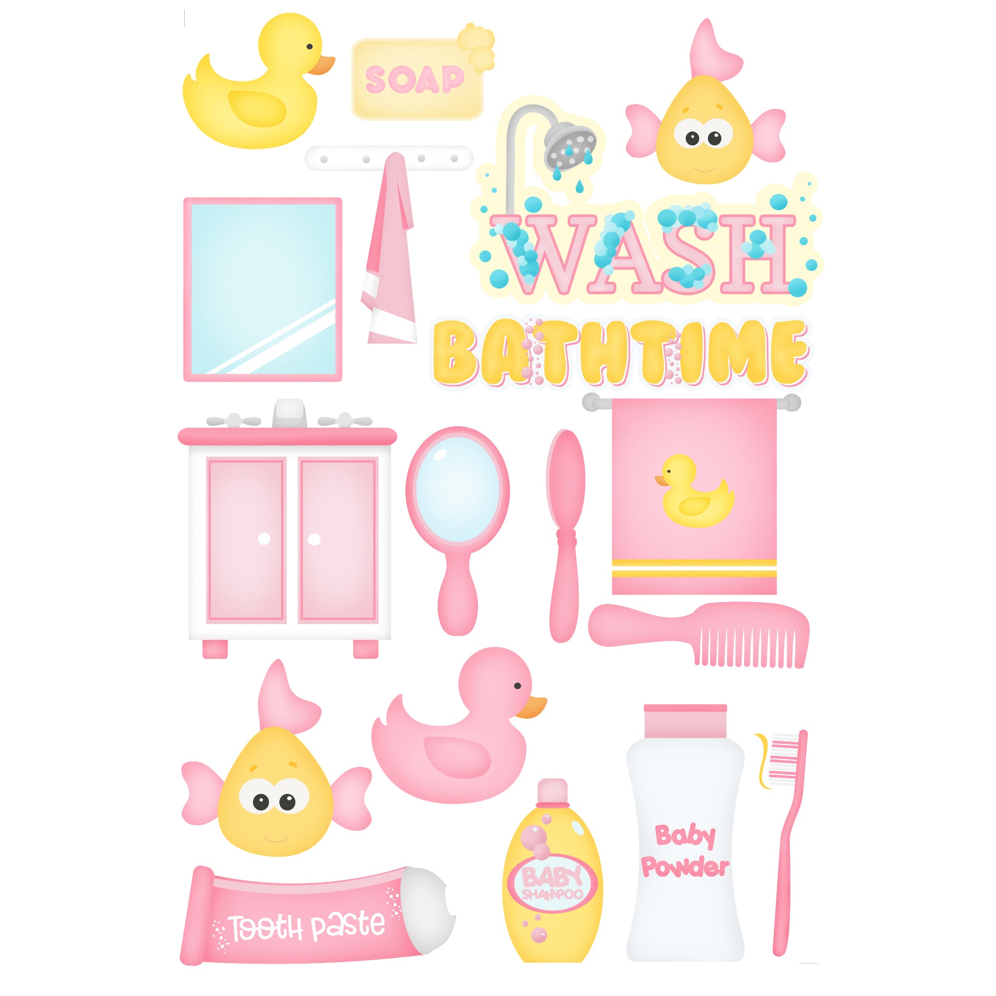 Bathtub Time Girl 12 x 12 Double-Sided Scrapbook Paper & Embellishment Kit by SSC Designs