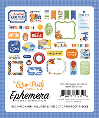 Born To Travel Collection 5 x 5 Scrapbook Ephemera Embellishments by Echo Park Paper