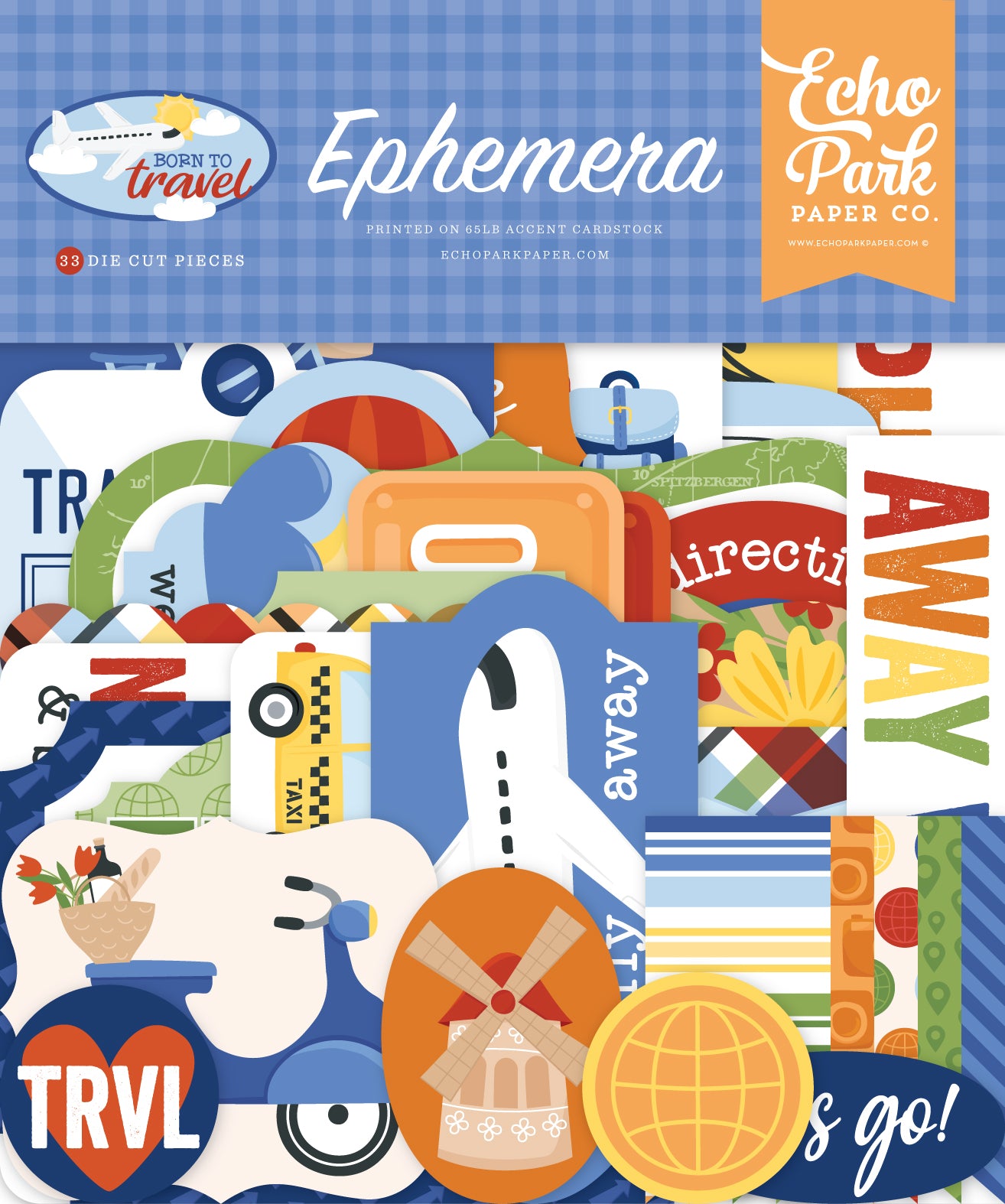 Born To Travel Collection 5 x 5 Scrapbook Ephemera Embellishments by Echo Park Paper