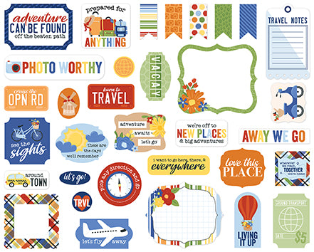 Born To Travel Collection 5 x 5 Scrapbook Ephemera Embellishments by Echo Park Paper