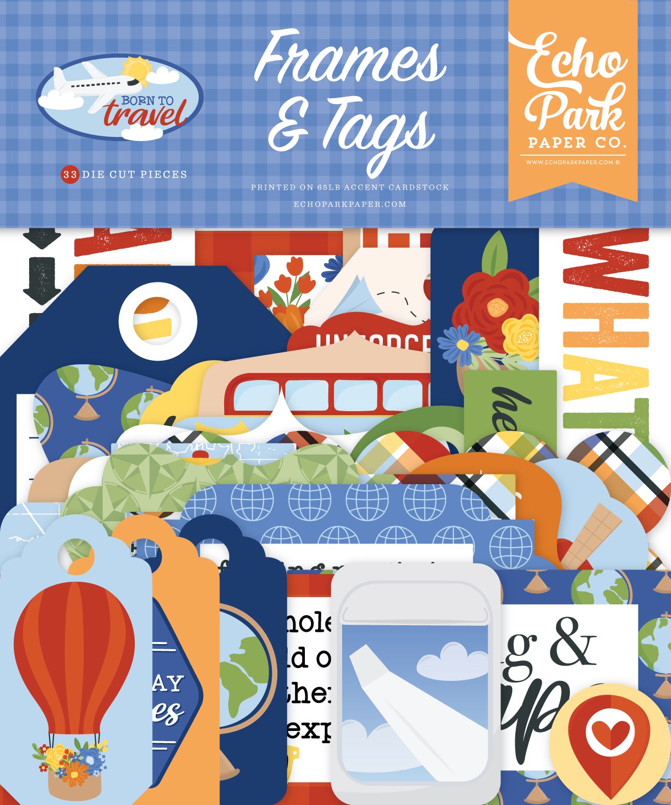 Born To Travel Collection 5 x 5 Scrapbook Frames & Tags Embellishments by Echo Park Paper
