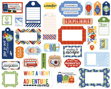 Born To Travel Collection 5 x 5 Scrapbook Frames & Tags Embellishments by Echo Park Paper