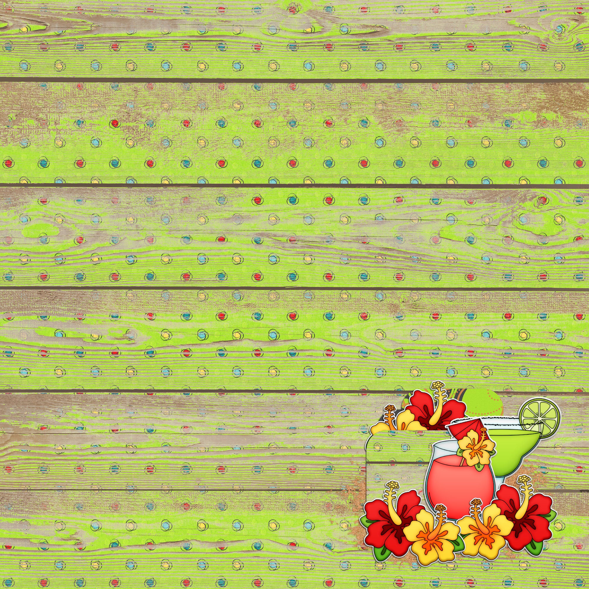 Bon Voyage Collection Fruity Drinks 12 x 12 Double-Sided Scrapbook Paper by SSC Designs