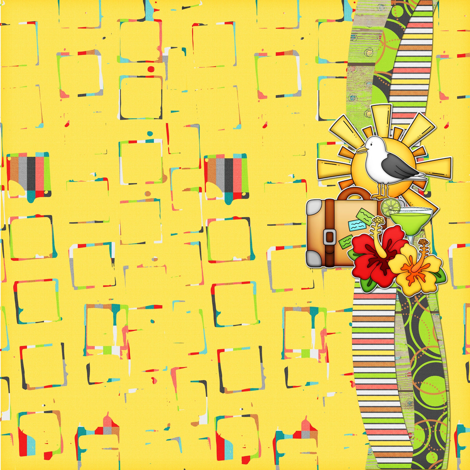 Bon Voyage Collection Relaxing In Paradise 12 x 12 Double-Sided Scrapbook Paper by SSC Designs
