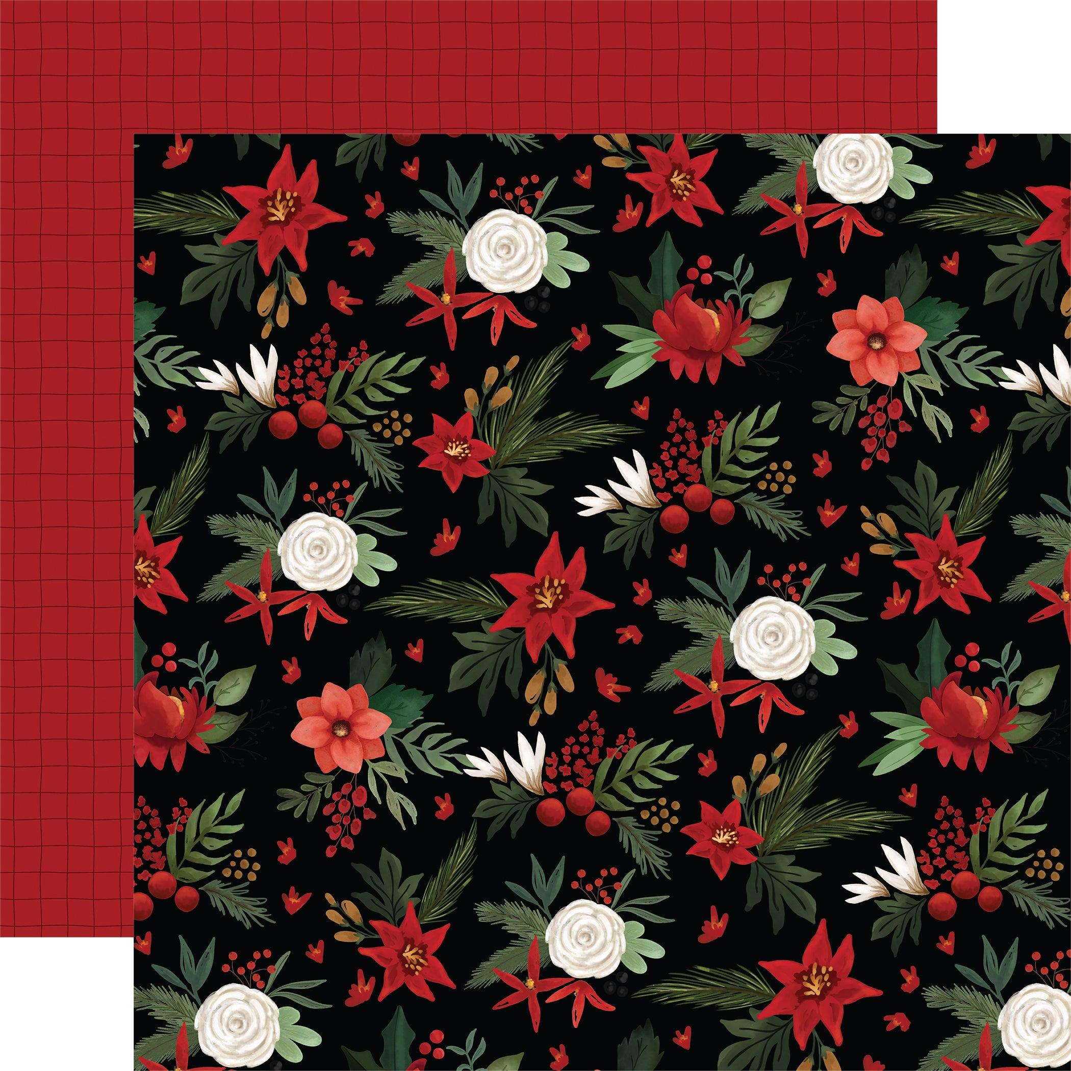 A Wonderful Christmas Collection Home Filled Floral 12 x 12 Double-Sided Scrapbook Paper by Carta Bella - Scrapbook Supply Companies