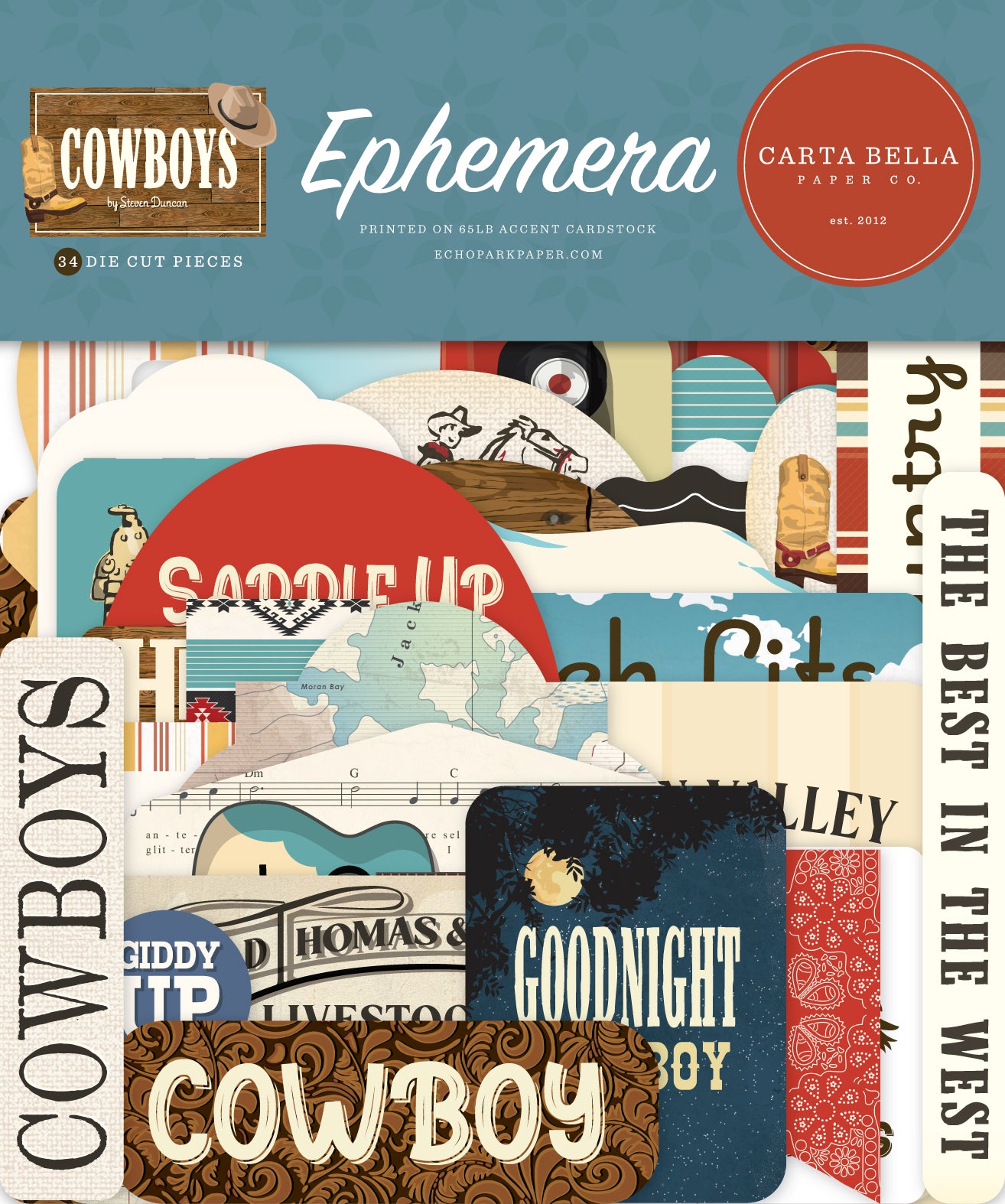 Cowboys Collection 5 x 5 Scrapbook Ephemera by Echo Park Paper