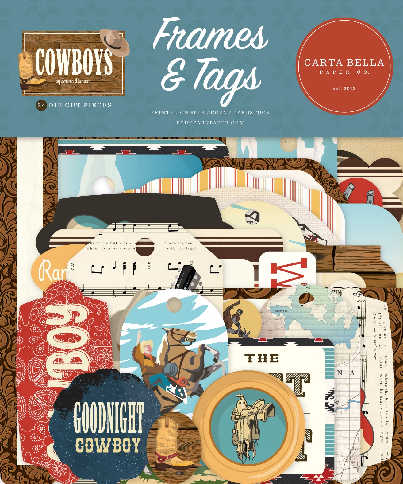 Cowboys Collection Scrapbook Frames & Tags by Echo Park Paper