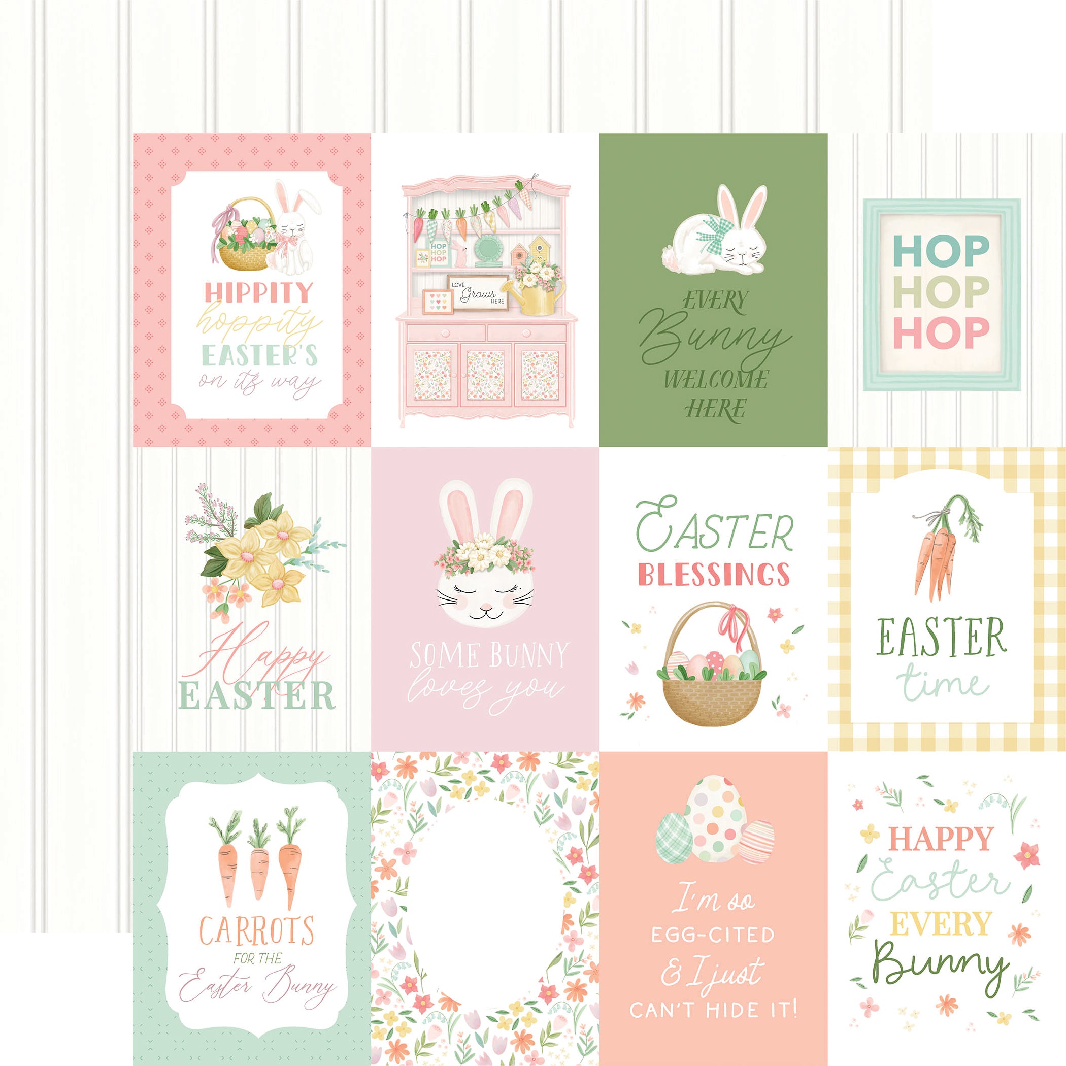 Here Comes Easter Collection 3x4 Journaling Cards 12 x 12 Double-Sided Scrapbook Paper by Carta Bella