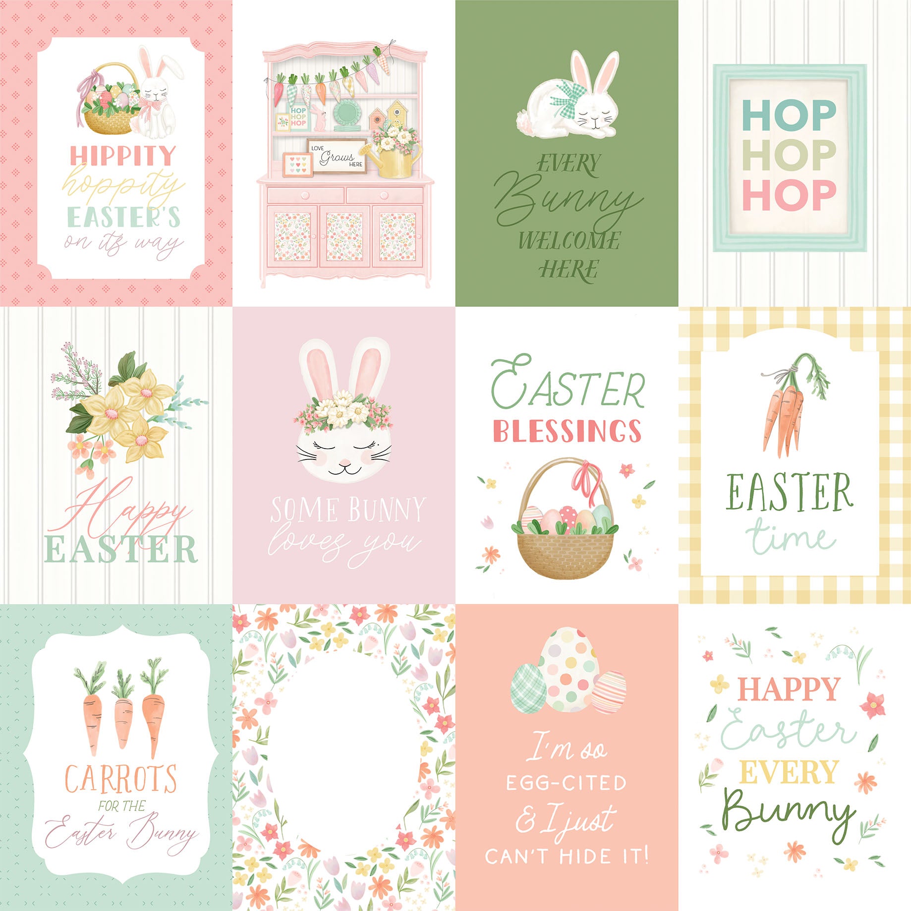 Here Comes Easter Collection 3x4 Journaling Cards 12 x 12 Double-Sided Scrapbook Paper by Carta Bella