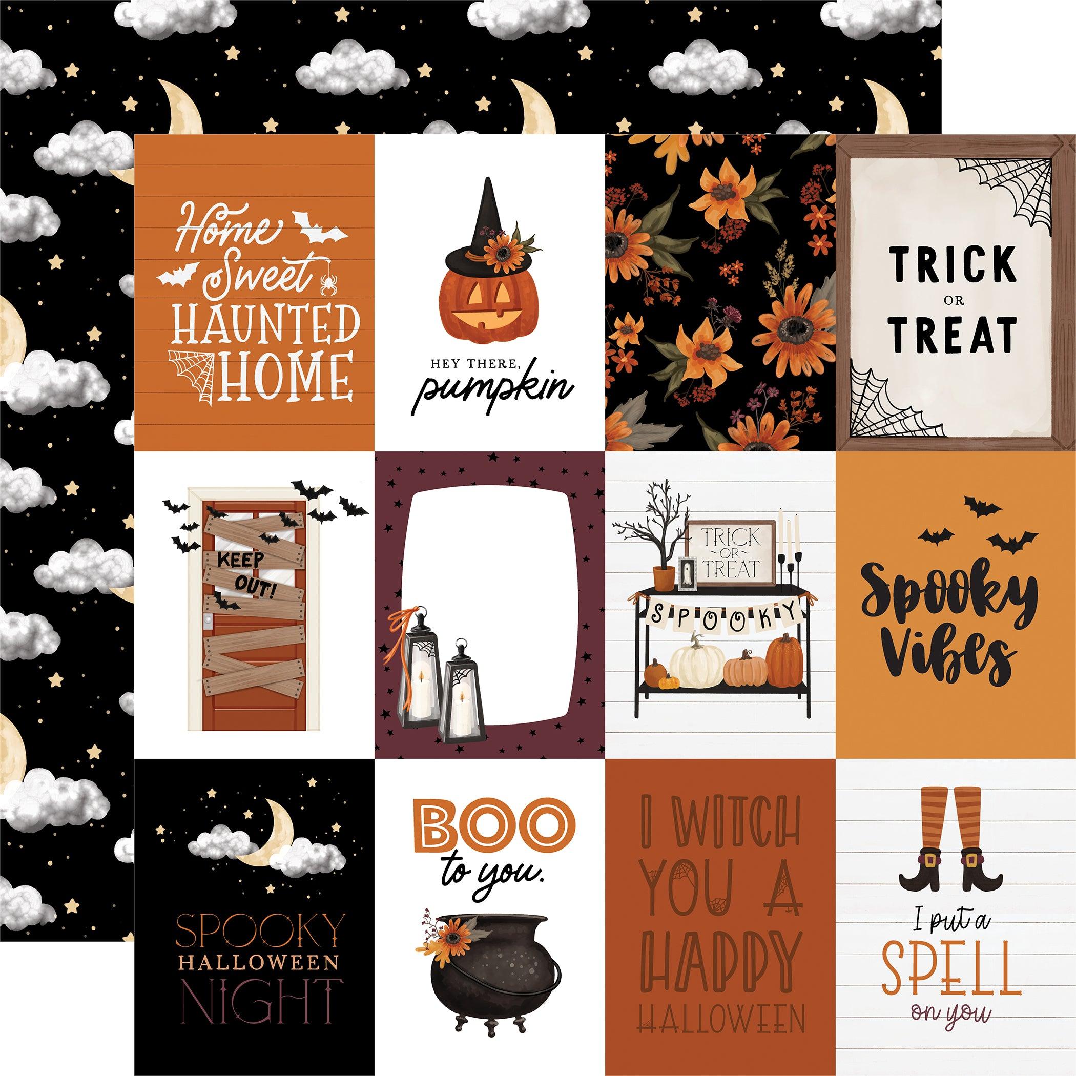 Halloween Collection 3x4 Journaling Cards 12 x 12 Double-Sided Scrapbook Paper by Carta Bella - Scrapbook Supply Companies