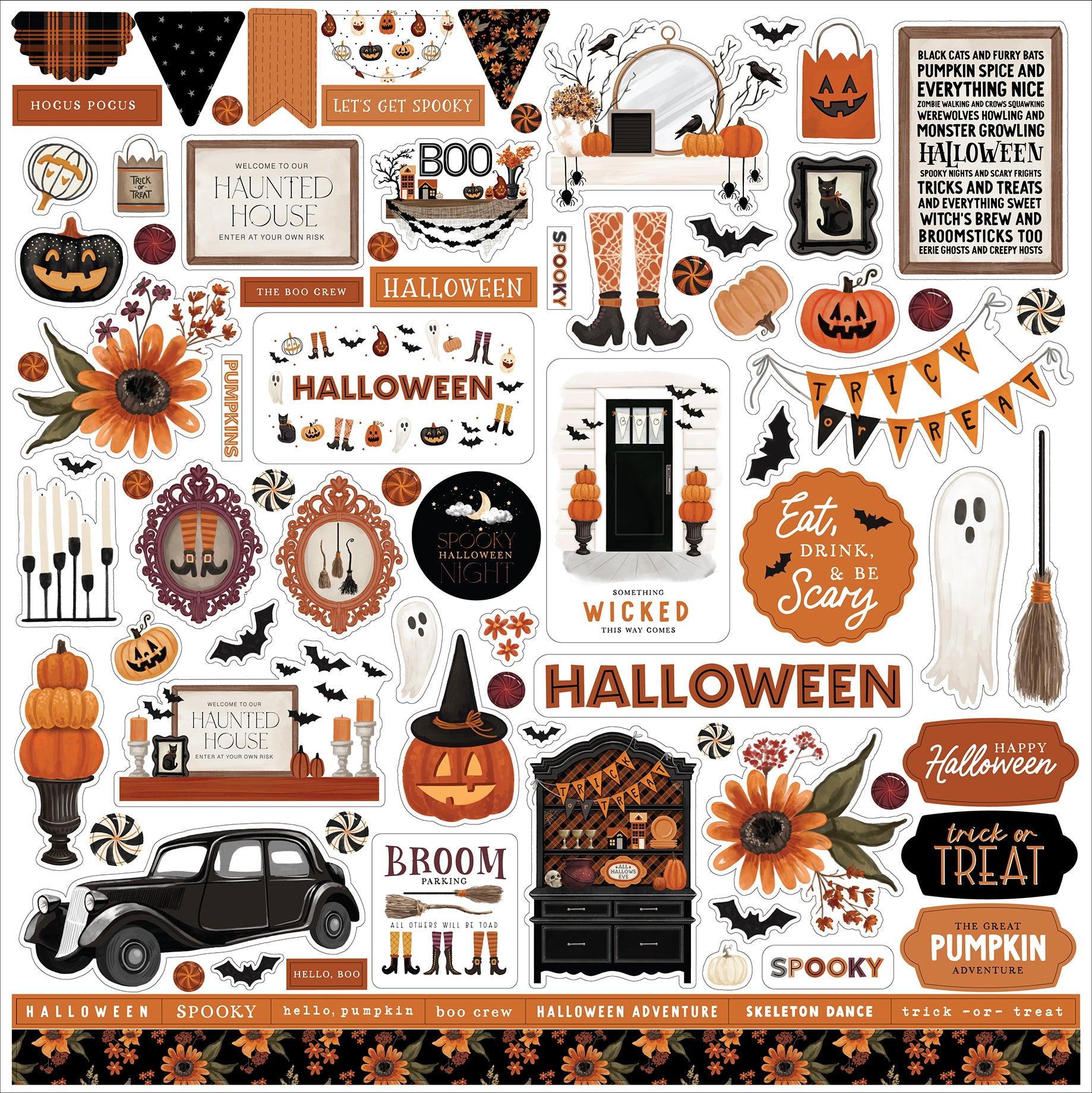 Halloween Collection 12 x 12 Scrapbook Sticker Sheet by Carta Bella - Scrapbook Supply Companies