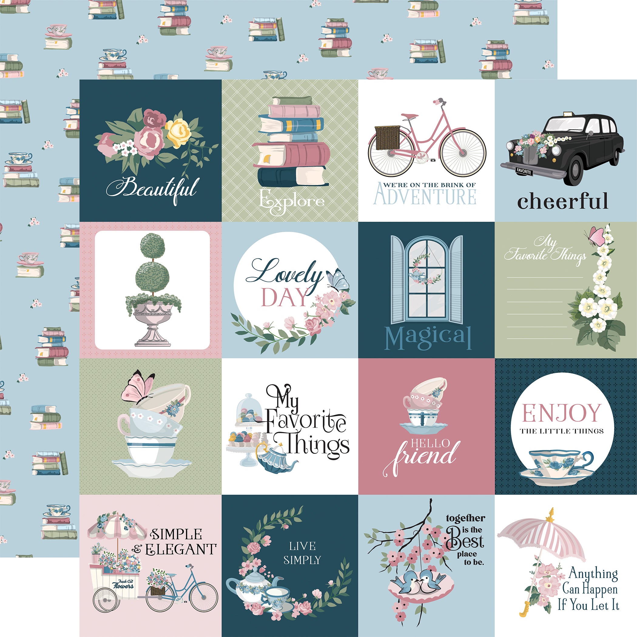 My Favorite Things Collection 12 x 12 Scrapbook Paper & Sticker Pack by Carta Bella