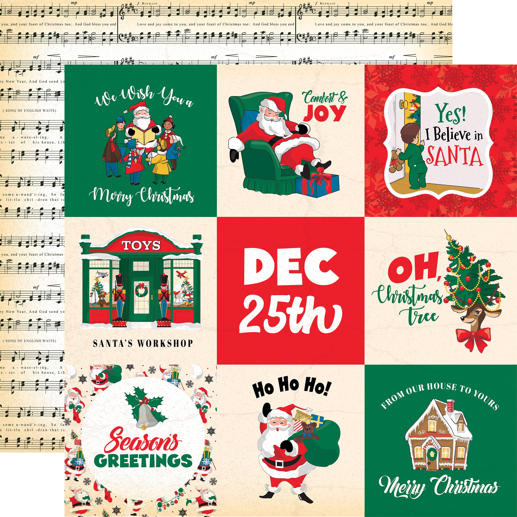 Season's Greetings Collection 4x4 Journaling Cards 12 x 12 Double-Sided Scrapbook Paper by Carta Bella